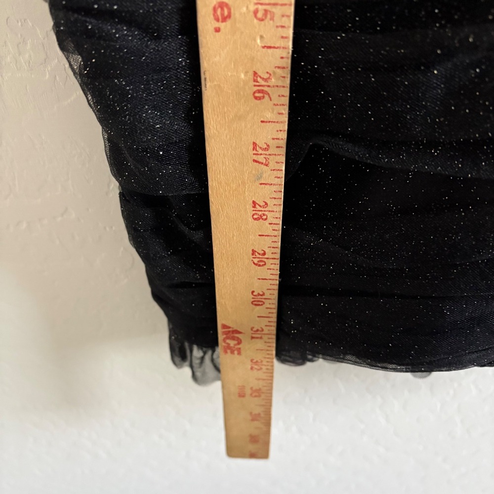 SAULEE Revolve harlie Black Glitter‎ Tulle Ruched V Neck Mini Dress Size US 6 - Picture 5 of 8